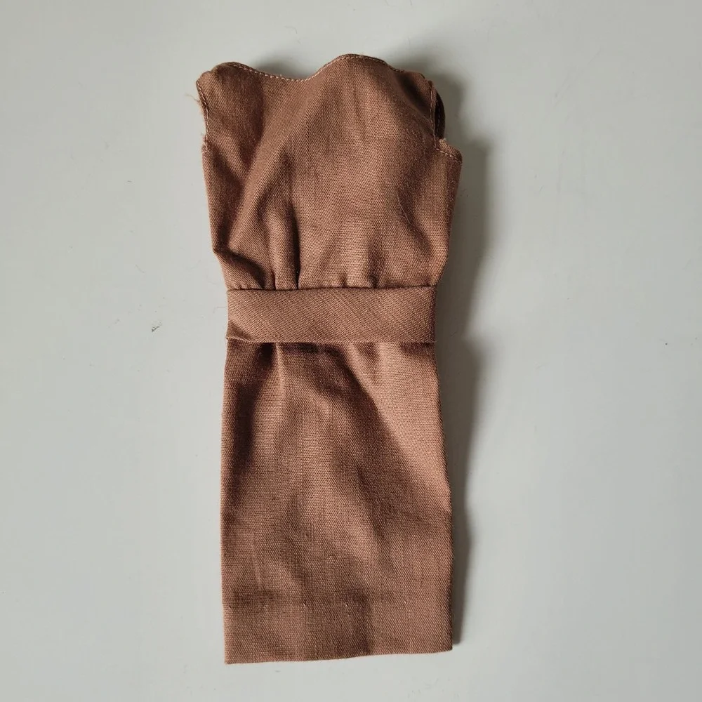 Vintage 1960s Brown Sheath Doll Dress Sleeveless Belted Metal Snaps Mod